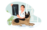 Pictogramme d'un vétérinaire qui regarde la radio d'un chien