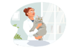 Pictogramme d'une vétérinaire avec un chat dans les bras